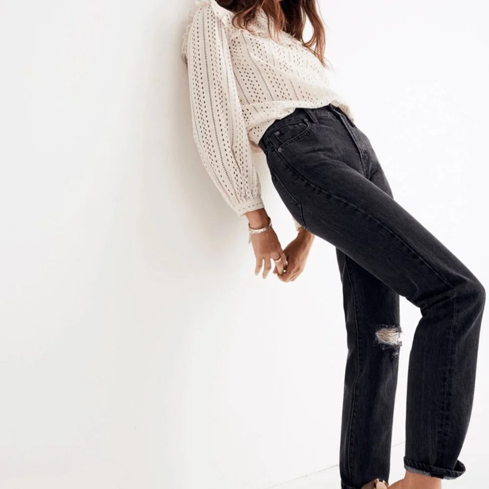 Madewell The Perfect Vintage‎ Jean in Roxstone Wash Knee-Rip Edition Size 24